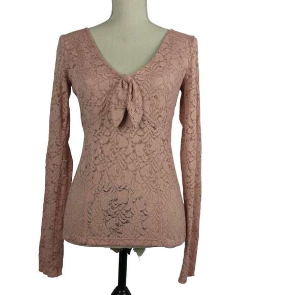 Free People Intimately In Your Arms Pink Lacey Coquette Long Sleeve Sz S NEW - Picture 2 of 7